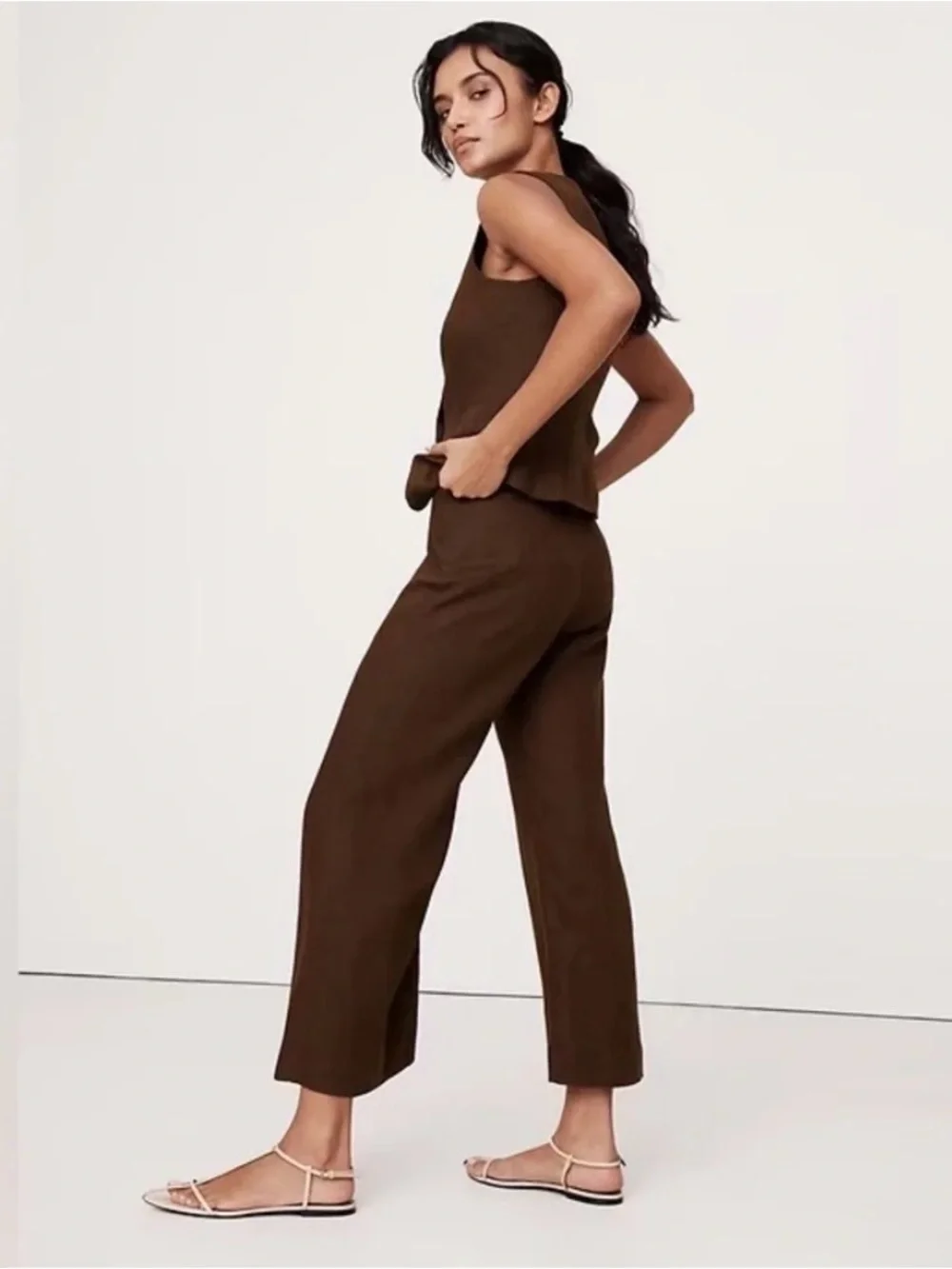 NWT Banana Republic Expresso Brown Mid Rise Kick Flare Ankle Pant Sz 8/Long